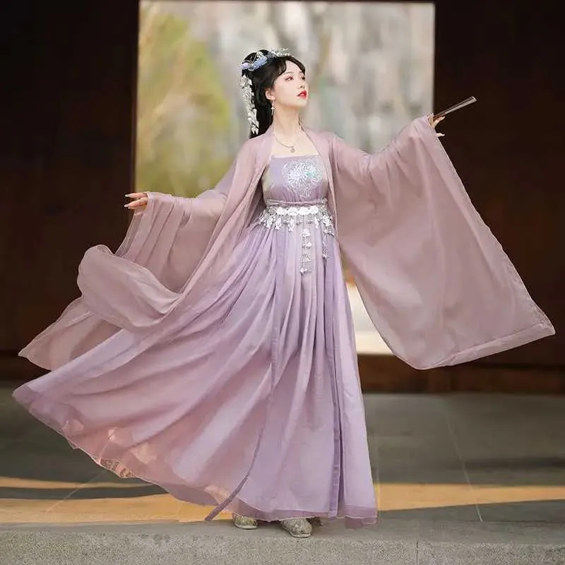 Roupas étnicas Vestido de noiva Hanfu Bordado original Conjunto de vestido longo da cintura comprida
