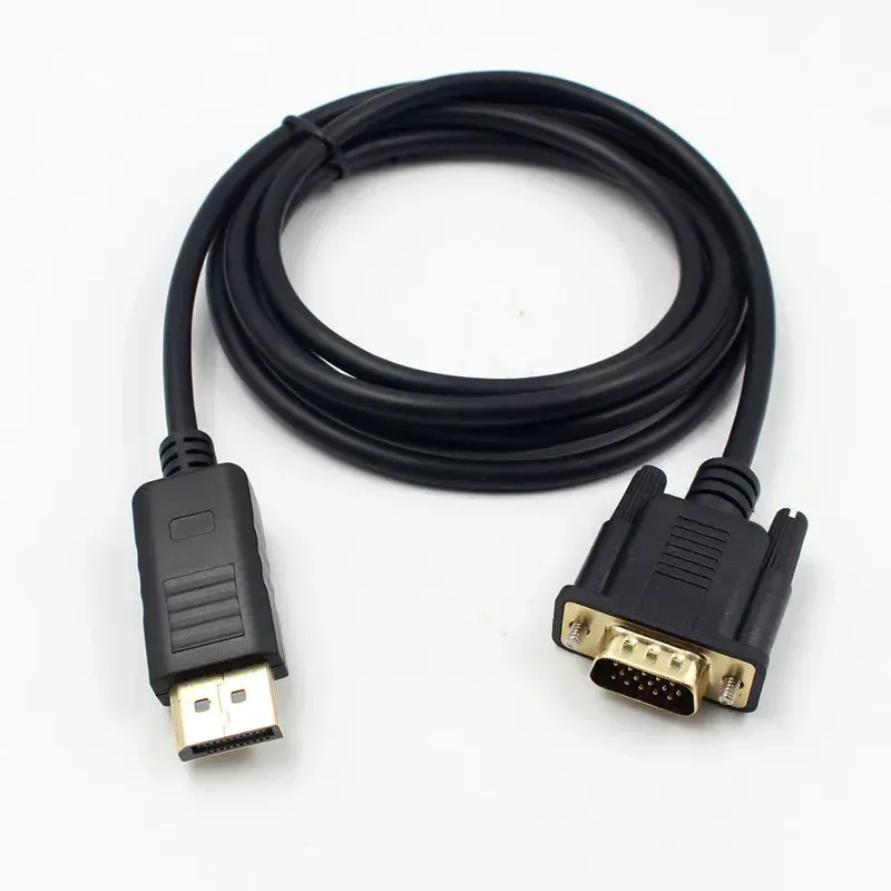 Nuovo porta display DisplayPort DP al cavo dell'adattatore VGA da 1,8 m di convertitore maschio a maschio PC Computer Laptop HDTV Monito