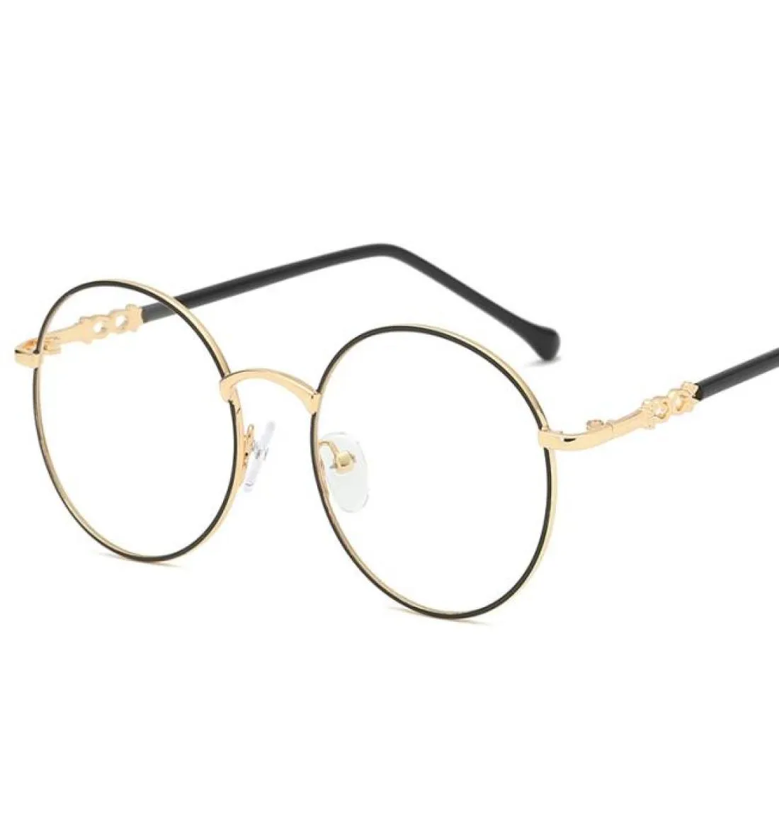 Neue Frau Brille Optische Rahmen Metall Runde Gläser Rahmen klares Objektiv Augen sich schwarzer Sier Gold Eye Glass FML3872441