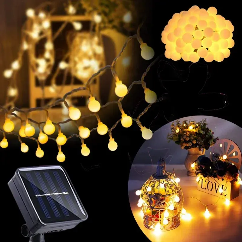 Decorazioni a sfera solare luce impermeabile a led solare luci a corda solare per esterni per cortile giardino feste a casa decorazione per matrimoni di Natale