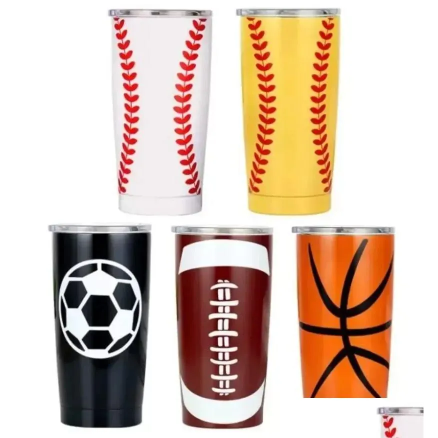 Gobelers oz baseball gobelet softball basketball football en acier inoxydable voiture de voyage tasse de bière vide aspiré des tasses assuies fy livraison dhmoj