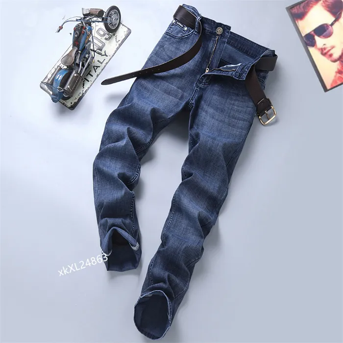 Jeans causais Jeans Novo estilista de moda masculina preta azul magro rasgado Destruído Destruído Slim Fit Hip Hop Pants Top qualidade B4