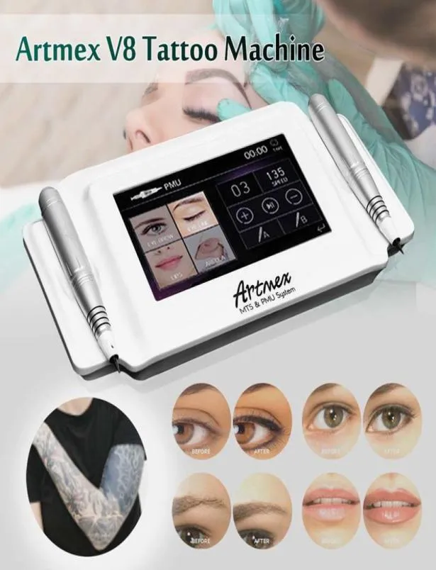 Artmex V8 digital touch Permanent Makeup Tattoo machine set Eye Brow Lip Rotary MTS and PMU System Derma pen8089945