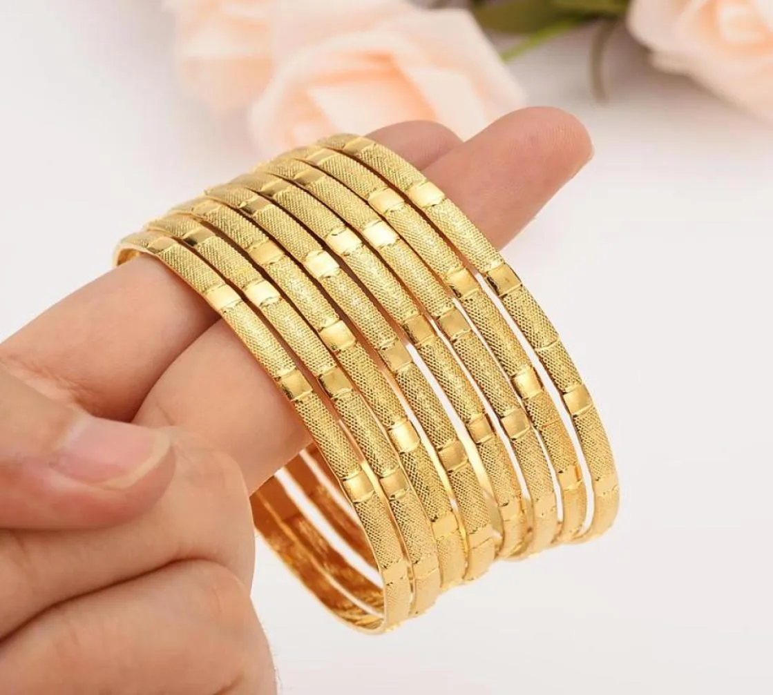 Pulseira 24k Bulches de ouro em ouro Etiópia Africa Fashion Color for Women African Bride Wedding Bracelet Jewelry Gifts3093381