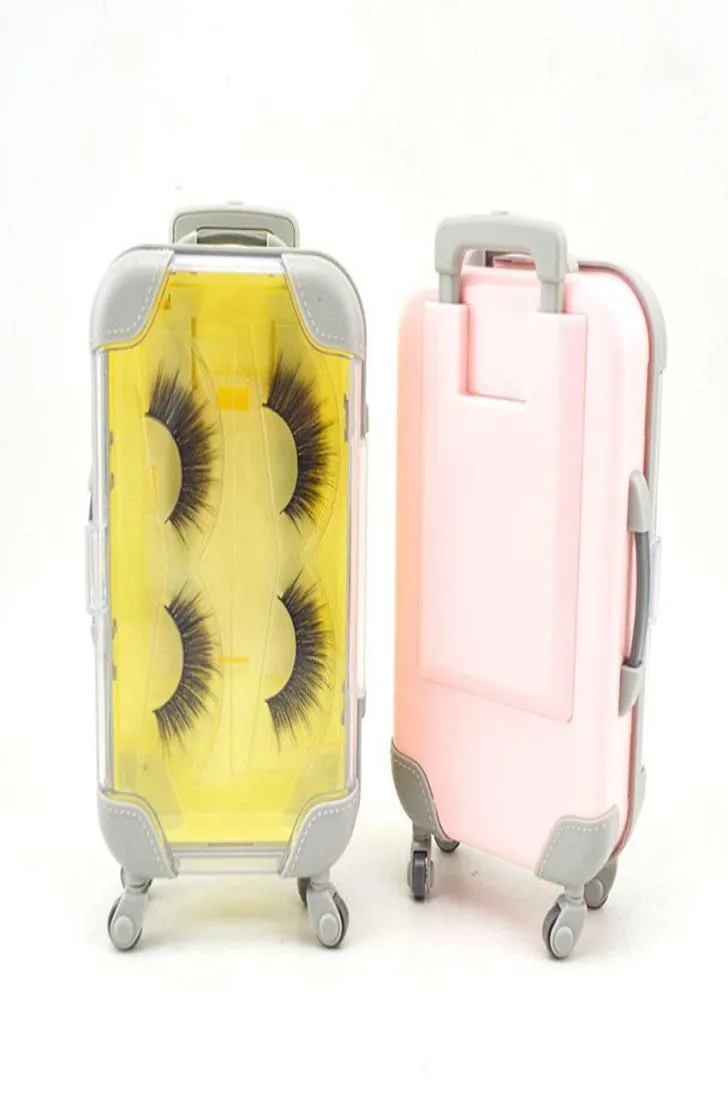 Creatieve mini -bagage 3d mink wimper pakket dozen valse wimpers verpakking lege oog lash box case lashes koffer luxe roze 7456346