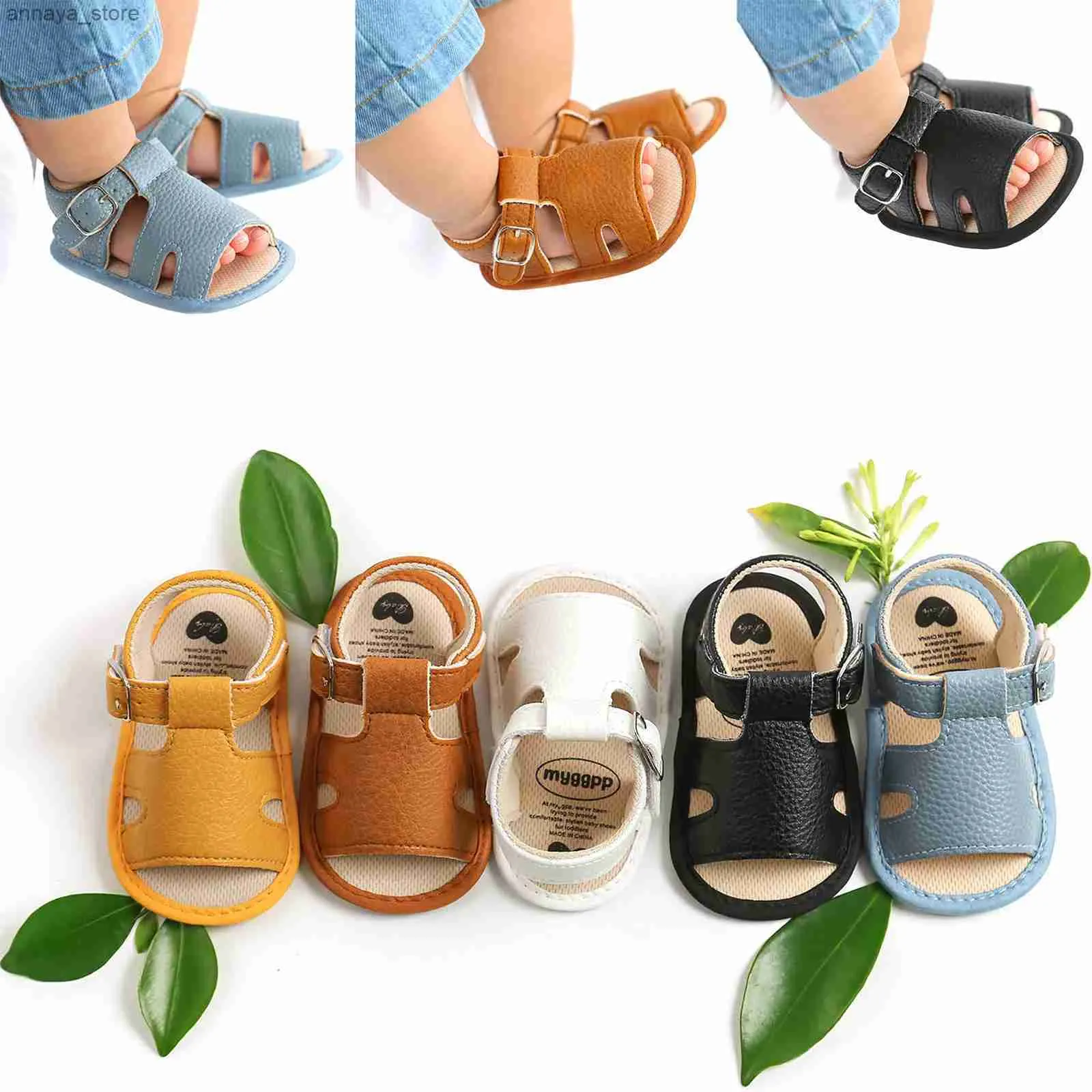 Sandalen Citgeett Summer Fashion Colors 0-18m Baby Boys Sandalen Cross Hollow Soft Sole Summer Beach Shoes First Step Walkerl240429