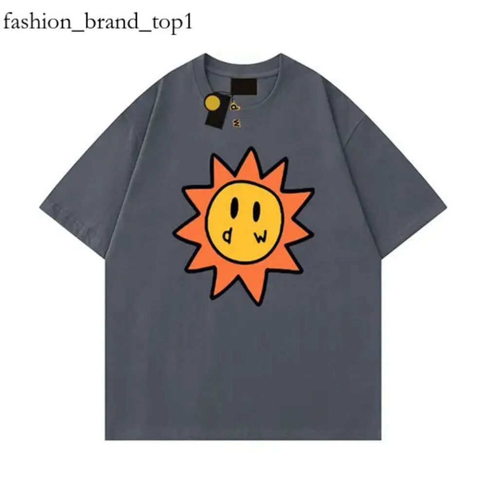 T -koszulka mężczyzn projektant Drawdrew T Shirt Smiley Sun Cards TEE Draw T Shirt Graphic Printing Tshirt Trend Letni Trend krótki rękaw Casualne koszule 5735