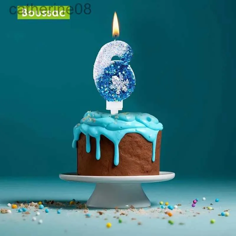 Candles Christmas Flameless Birthday Candles for Cakes 0-9 Number Princess Cake Candle Party Decor Snowflake Blue Candle Stands d240429