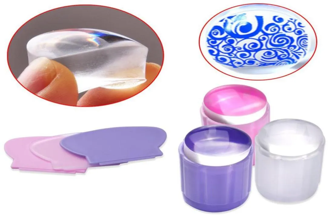 Clear Silicone Stamper Transparent Jelly Nail Stamping Stamp Scraper Set Polish Print Transfer Manicure Mall Tool7740500