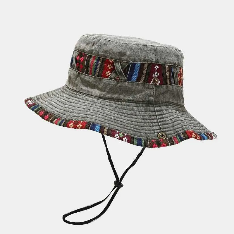 Chapeaux à bord large chapeau seau de coton coton vent national couleur solide seau chapeau mode joker voyage extérieur soleil c hommes et femmes 15 j240429