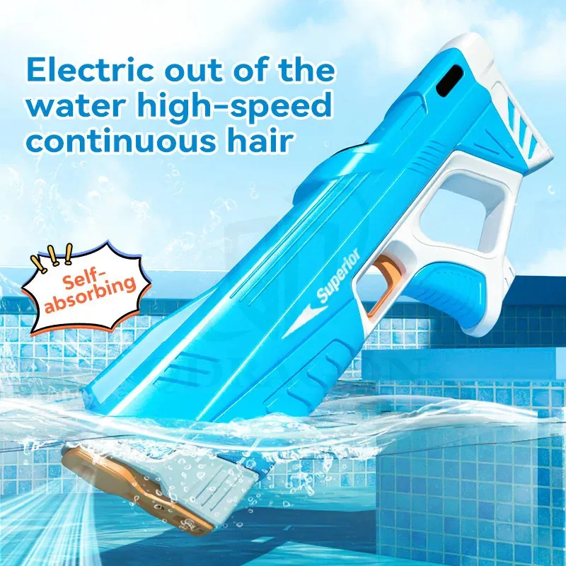 Elektrische Wasserpistole Spielzeug Vollautomatische Sommerinduktion Wasser absorbieren Hightech Burst Water Gun Beach Outdoor Fight Toys 240420