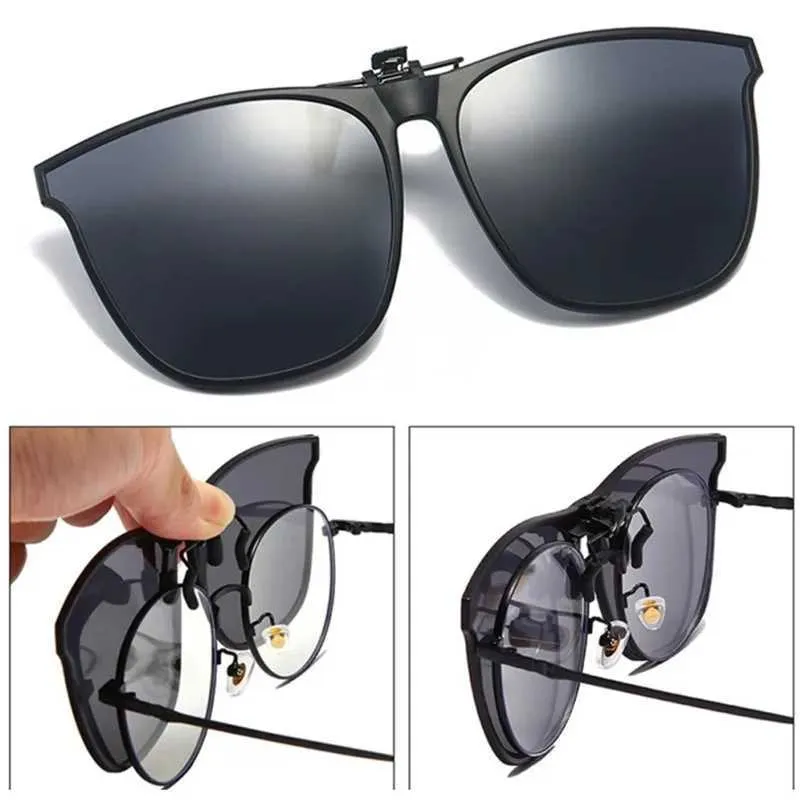 Occhiali da sole clip polarizzato su uomini conducente auto occhiali per visione notturna Anti Glerat Vintage Square Oculos H240429