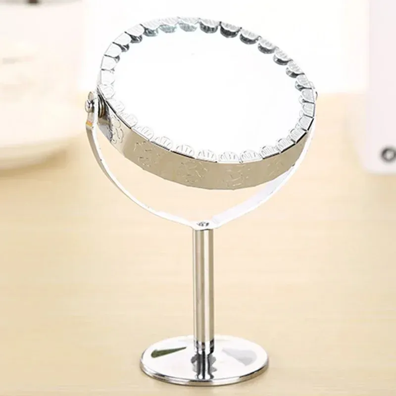Nouveau agrandissement du miroir de maquillage circulaire Double 2 côtés Round Round Rotation Cosmetic Mirror Stand Magror Mirror Standingstand, pour une forme ronde à deux côtés