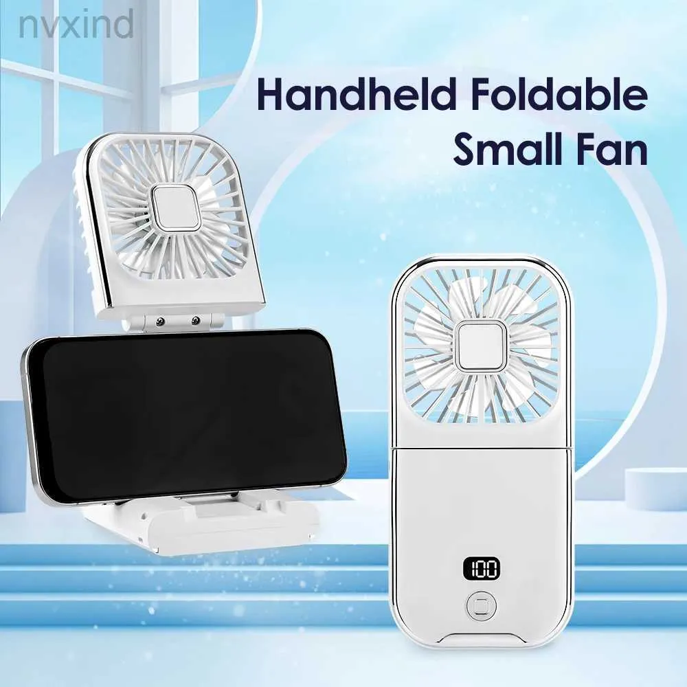Electric Fans Handheld Mini Fan Foldable Portable Neck Hanging Fans 4 Speed USB Rechargeable Fan with Phone Stand and Phone Holder d240429