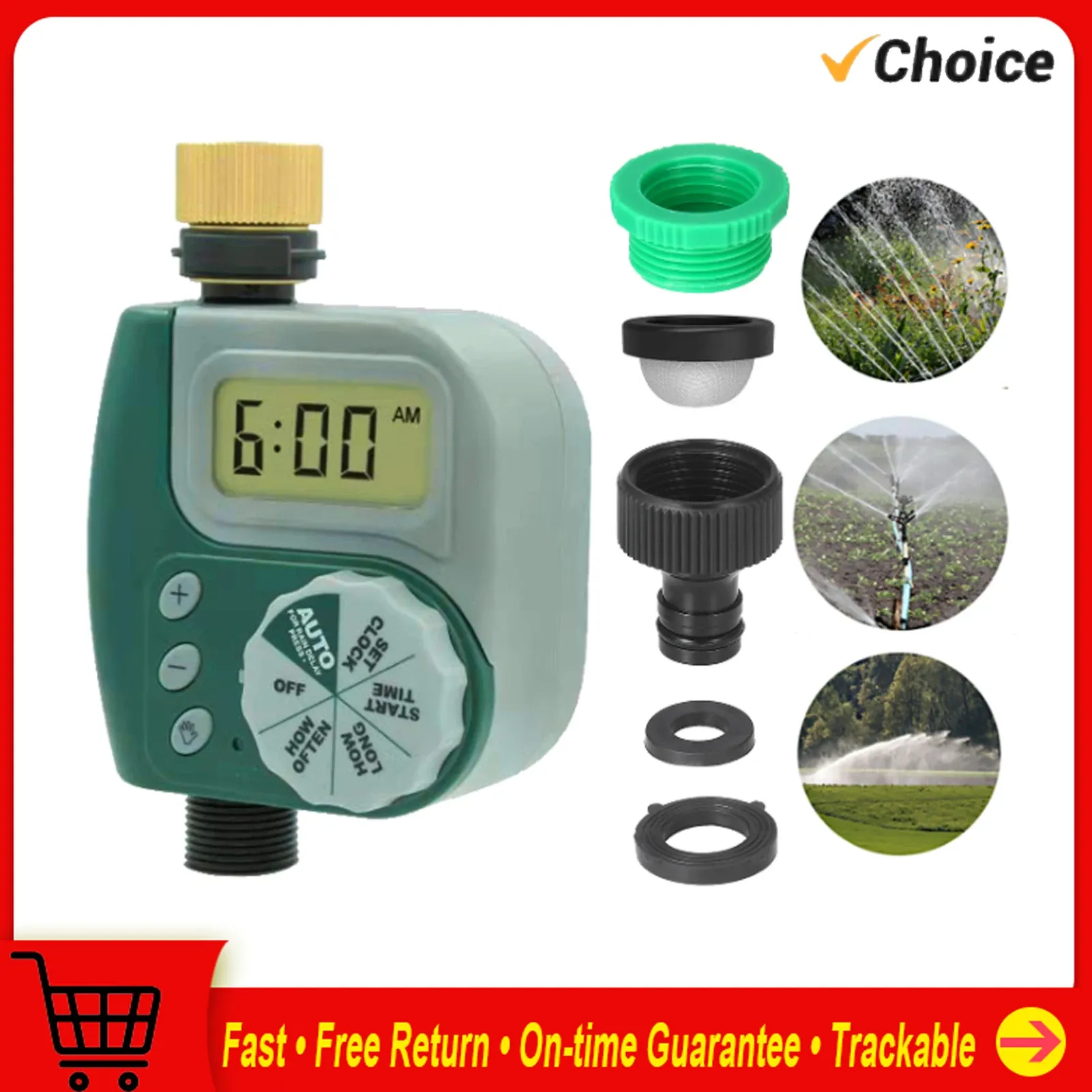 Décorations Digital Programmable Water Timer Garden Lawn Faucet Tiper Timer Automatic Irrigation Contrôleur 1outlet Leakpoof Copper Connecteur