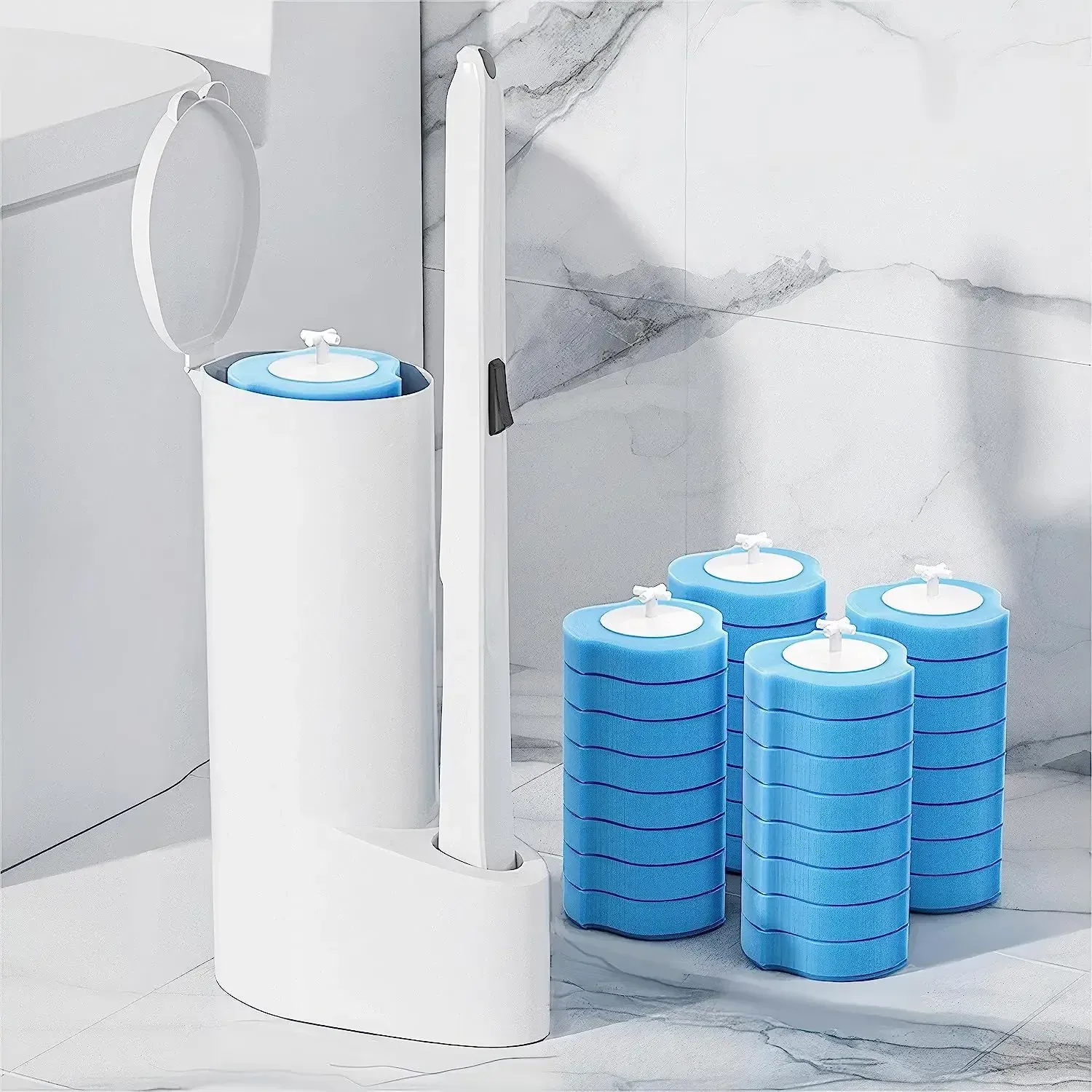 Réglez les brosses de toilette jetables avec 16 recharges Nettoyage de nettoyage liquide outil de nettoyage mural pour la tête de brosse de remplacement de la salle de bain
