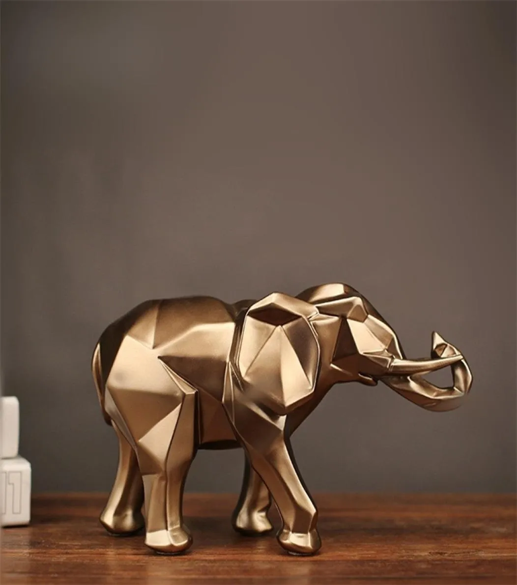 モダンな抽象ゴールデンゾウ像樹脂装飾家の装飾アクセサリー象の彫刻のためのギフト動物クラフト210329748610