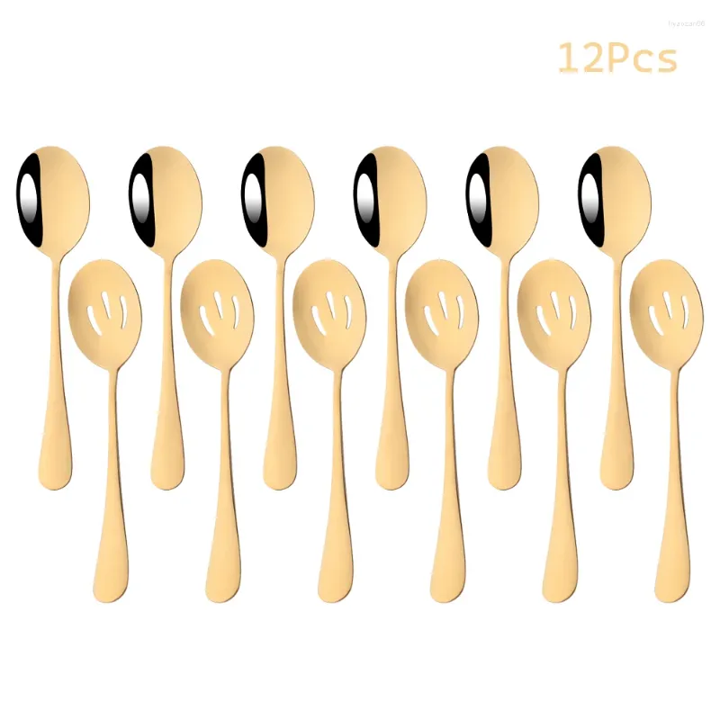 Set di stoviglie da 6/12 pezzi cucchiaio di servizio in oro coltivatore in acciaio inossidabile set colorato utensile da cucina unica