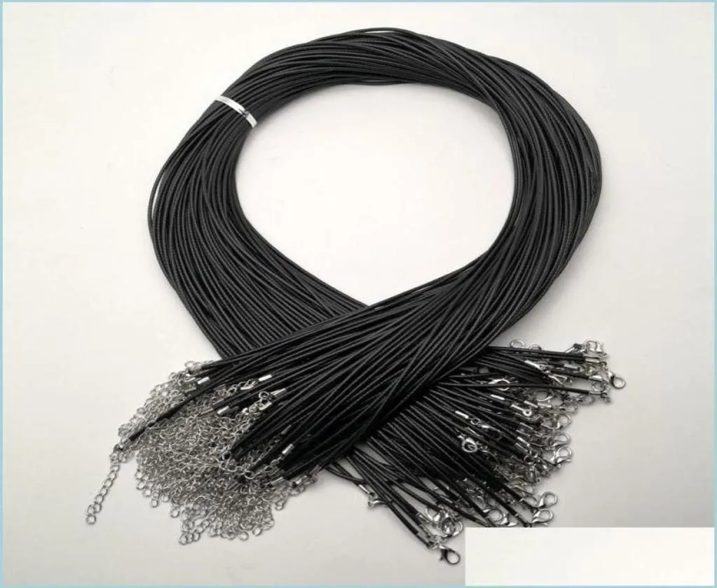Kedjor svart 2mm vaxrep hummerlås kedjor halsband lanyard smycken hängslen 100 st. Gör acc drop leverans halsband3048420