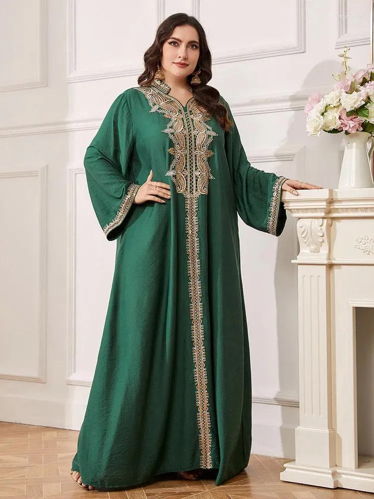 民族衣類モロッコ・カフタンプラスサイズの女性刺繍マキシドレスドバイアバヤ七面鳥サウジアラブガウンイスラム教徒のイードラマダンジレバ