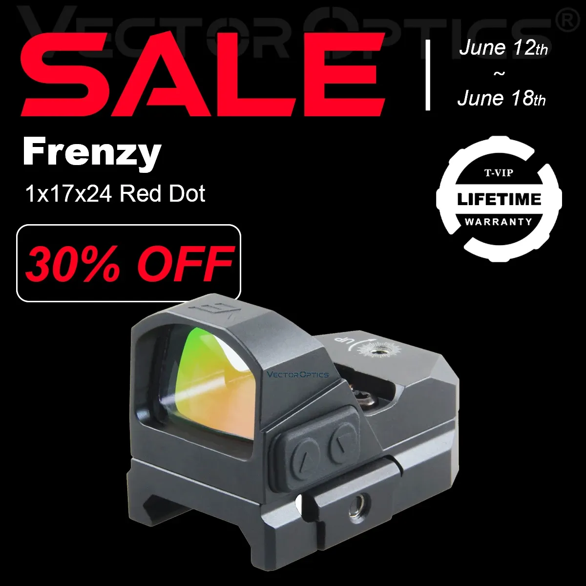 Optics Vector Optics Frenzy 1x17x24 Red Dot Scope Pistol Handgun Sight Ipx6 Proof Fit 21 mm Picatinny Glock 17 19 9 mm AR15 M4 AK