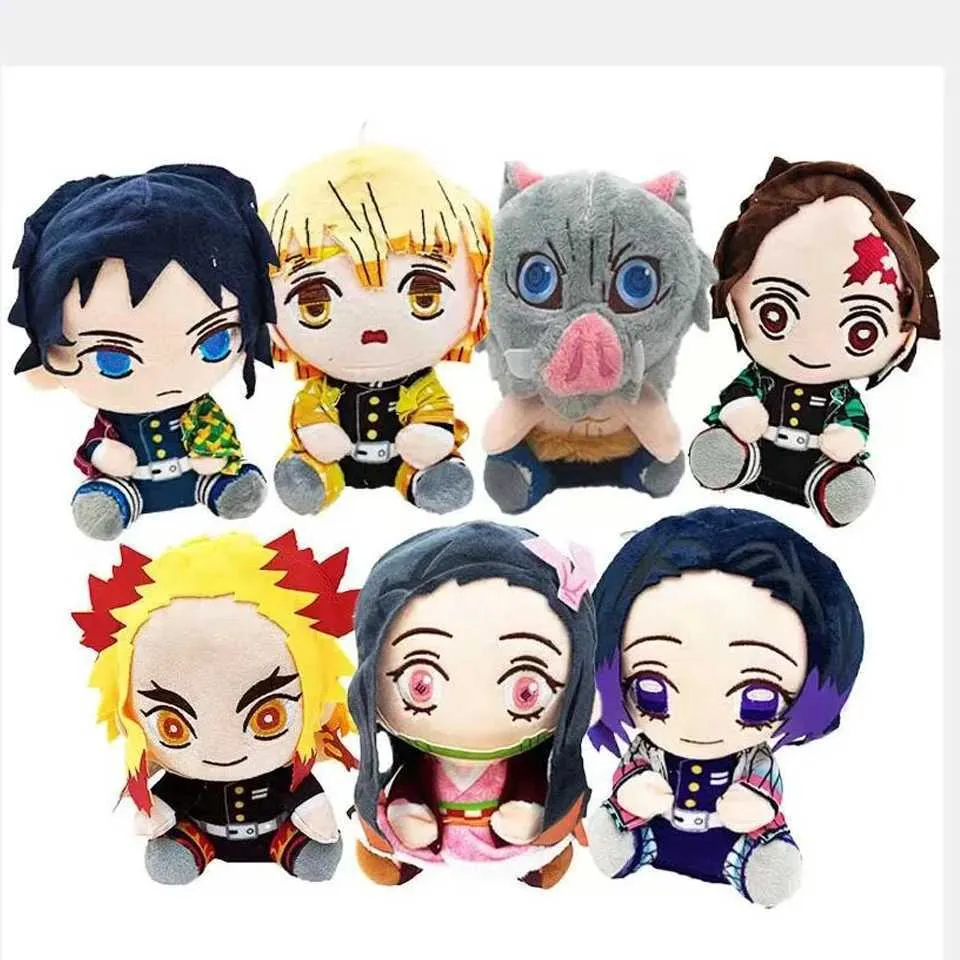 Peluş Bebekler 20cm Demon Slayer Peluş Bebek Tanjirou Nezuko Zenitsu Anime Film Doldurulmuş Oyuncak Kimetsu Hayır Yaiba Oyunu Plushie Figür Çocuk Hediyesi T240428