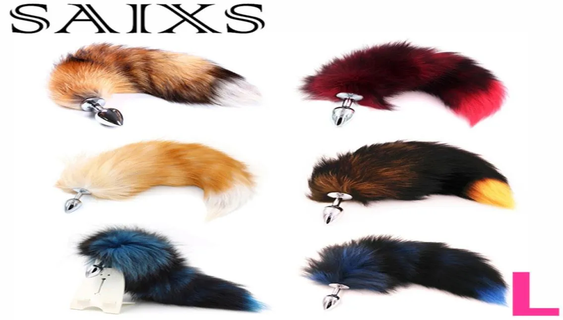 Real Fox Tails Anal Butt Plug Metal Anal Sex Toys Butt Plug Sex Games Role Play Cosplay Toys L Plug Drop 7359279