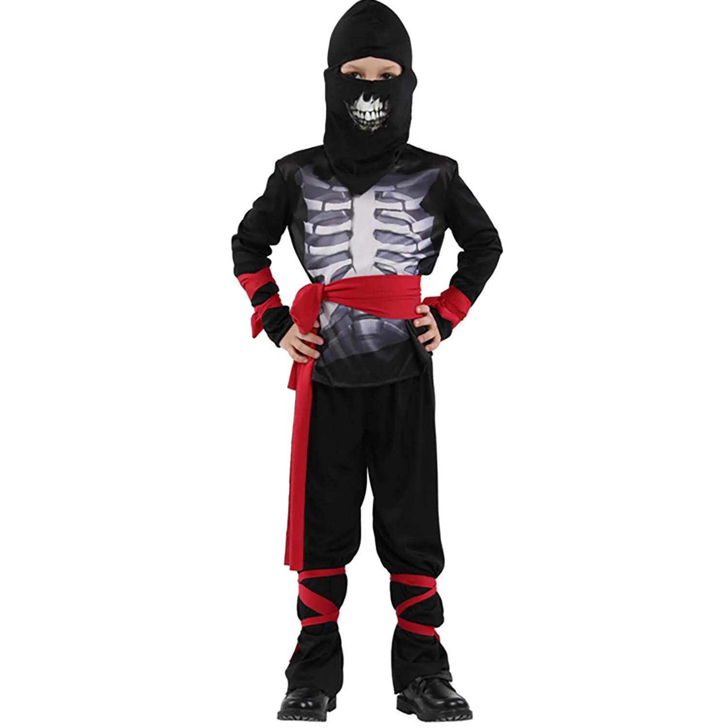 Halloween Cosplay Skeleton Ninja -kostuum voor jongens