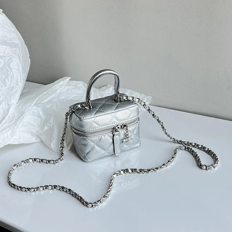 10a модная сумочка женская мини -цепная сеть серебряная сумка кожаная оборудование оборудование для проверки подвеска Diamond Classic Luxury Designer Small 12см Metall Bvdk