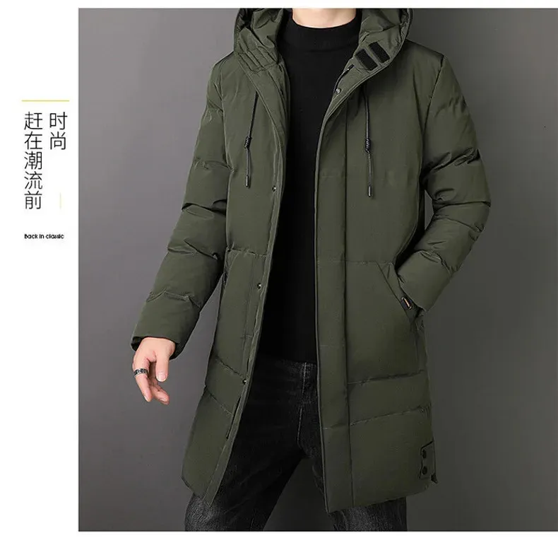 Mens Long Puffer Coat, Korean Winter Jacket Coat Thick
