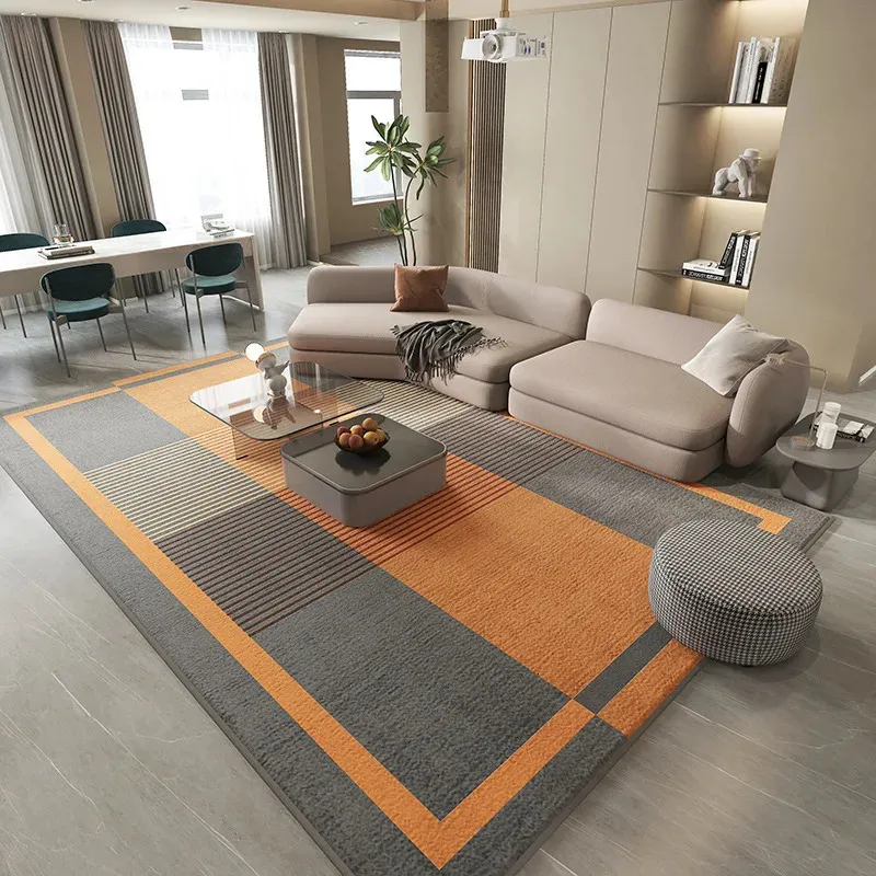 Quarto laranja Carpete de casa grande área colorida sala de estar de flor espessada tapete de decoração NONSLIP TABELA MAT 240424