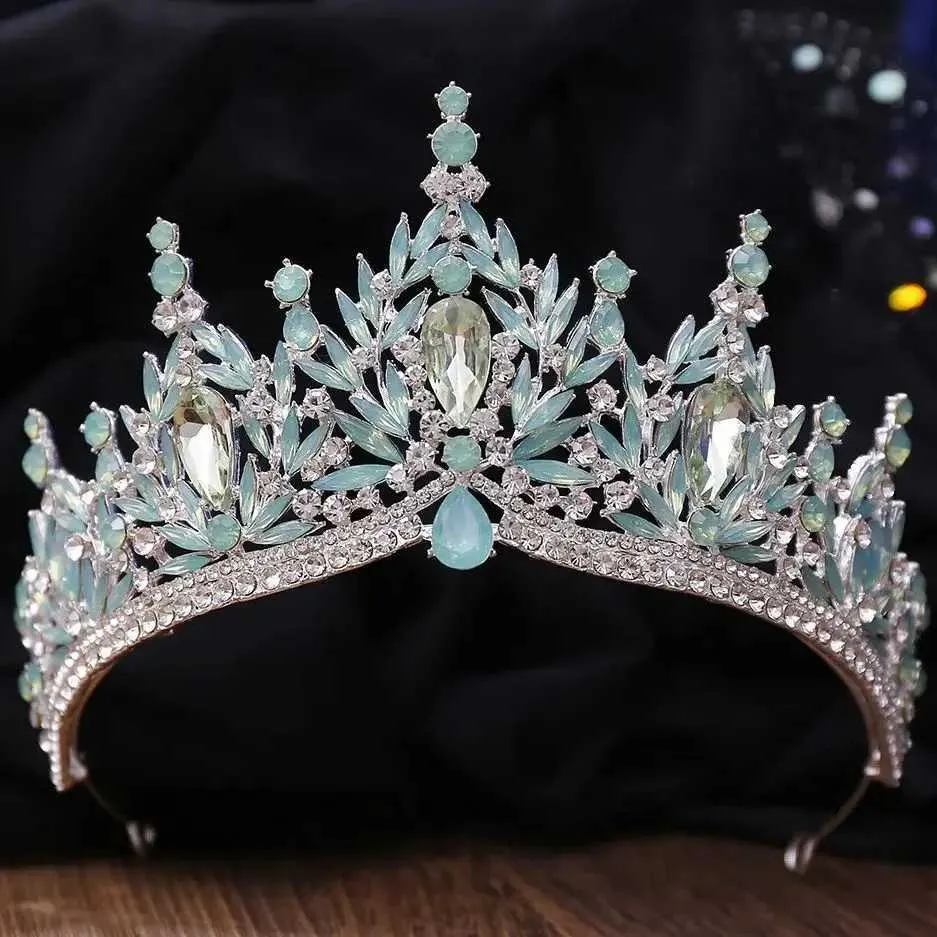 Tiaras Elegant Baroque 10 Color Rose Red Purple Blue Green Crystal Tiara For Women Wedding Girls Party Crown Hair Accessories