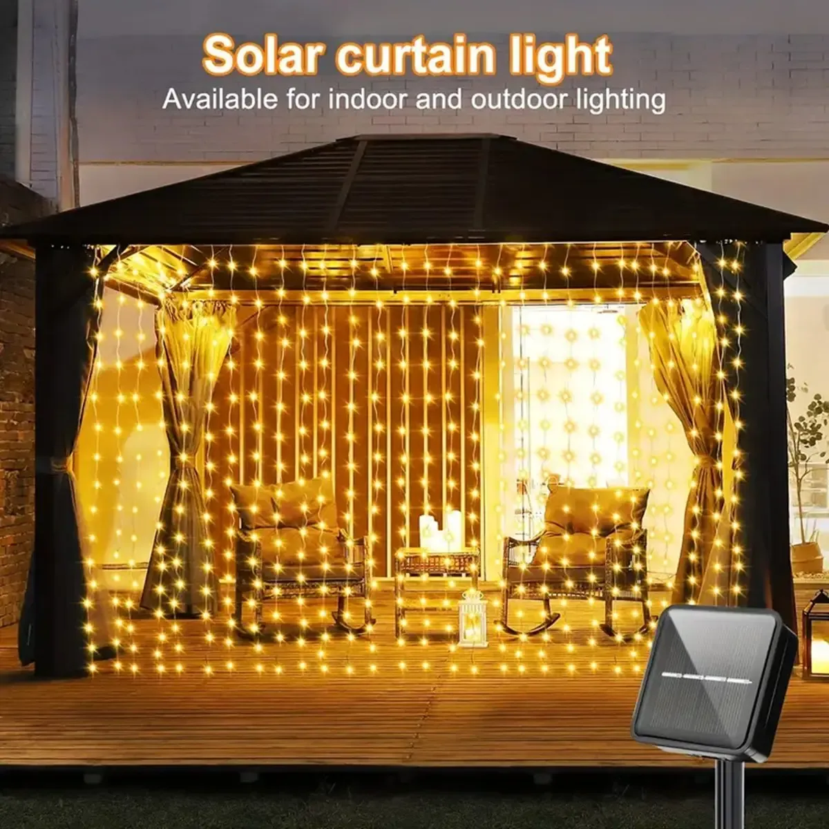 Dekorationen 1pc Solar Vorhangketten Lichter Outdoor Fairy Lights Solar Powered Twinkle Sael Lichter 8 Modi für Hausgarten Terrasse Dekor Dekor