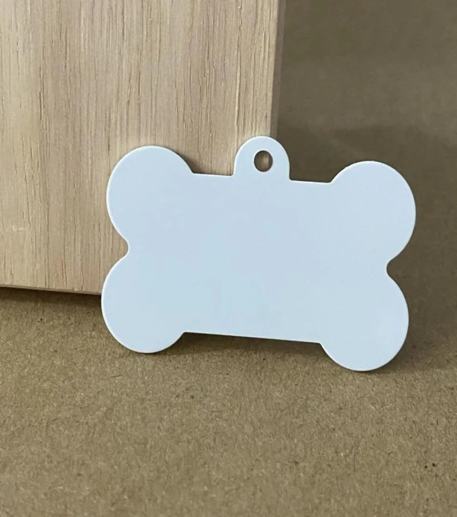 Dog TagID Card SML Bone Shaped Metal Cat Tags DHL Sublimation Pet Double Sided White Id Name Pendant Jewelry6951985