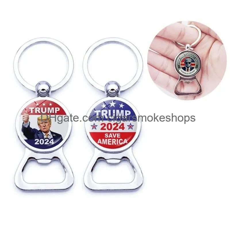 Party Favor 2024 Trump American Election Bottle Key Buckle Metal Ring Pendant Beer Opener Drop Delivery Home Garden Festive Supplies E Dhkgr
