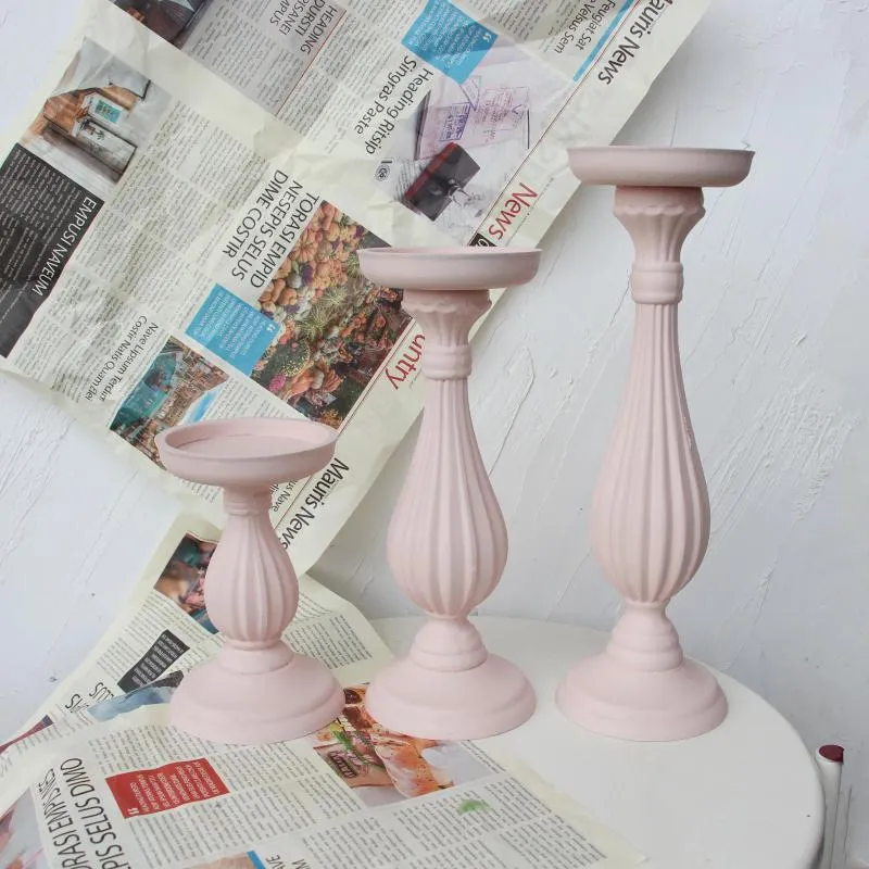 Bandlers Supu Pink Set en bois Candelabra Créatif Candlestick Holder Flower Pilier Pilier table de bureau décoration décoration décoration de mariage