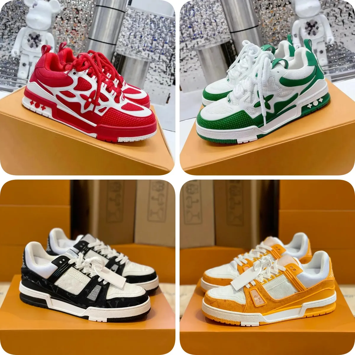 Bulk Designer Luxury Embossed Trainer Sneaker In White, Black, Sky 