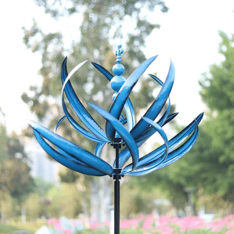 Decorations New Harlow Wind Spinner Metal Windmill 3D Wind Powered Kinetic Sculpture Lawn Metal Wind Solar Spinners Yard Garden Decoration