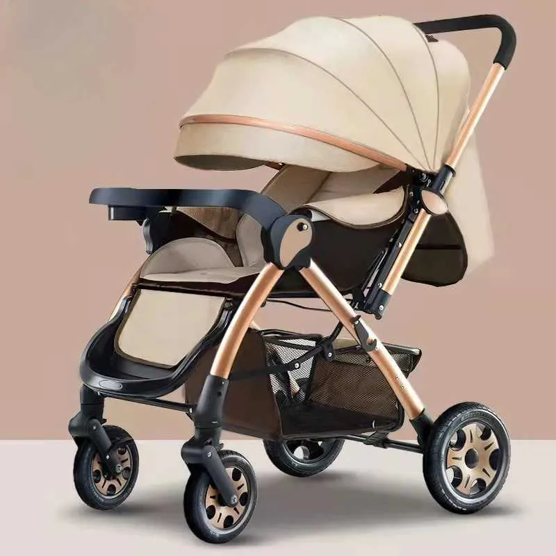 Kinderwagen# 0-3-jährige Baby Kinderwagen High Landscape Bidirectional Folding Multifunktional neuer Einzelknopf Q240429