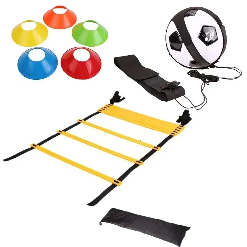 Voetbalsnelheid Agility Ladder met voetbal jongleren Bag Auxiliary Circling Training Belt voetbaltraining Disc Cones Obstakel 240415