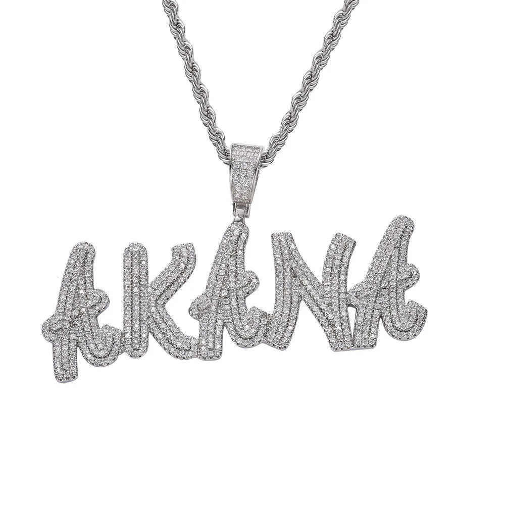 Colliers de pendentif Nouvelle lettre de hip hop épissant le pendentif avec trois rangées de zircon mode irrégulier de nom à la mode Collier