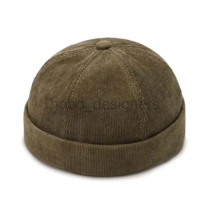 Beanie/Skull Caps Fashion Men Cotton Brimless Skullies Cap Vintage Dome Hat Solid Street Portable Hats Summer Multipurpose Beanie Hat Hip Hop Hats d240429