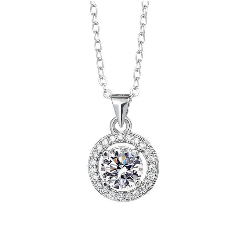 Pendant Necklaces S925 Sterling Sier Sailormoon Round Big Shining Crystal Stone Cubic Cz Zircon Diamond Designer Necklace With Box C Dhaql