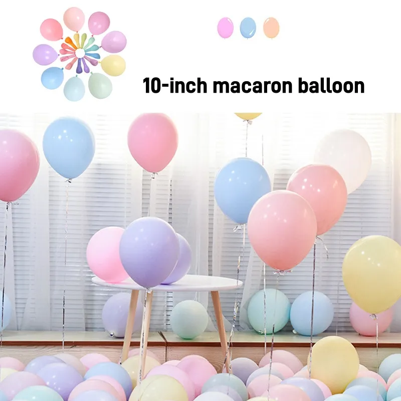 10 tum macaron latex ballong pastell rosa vit färg ballon bröllop fest födelsedag dekoration baby shower dekor (100 st)