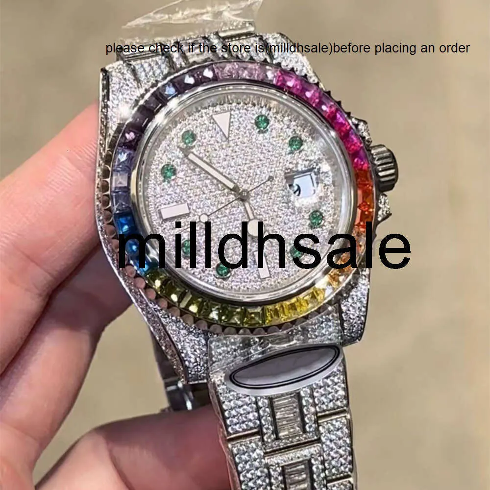 reloj rollen Relojes Shinny Watch Mens kijken 40 mm regenboog saffier automatisch mechanisch horloge roestvrijstalen riem waterdichte ontwerper man horloges montre de luxe