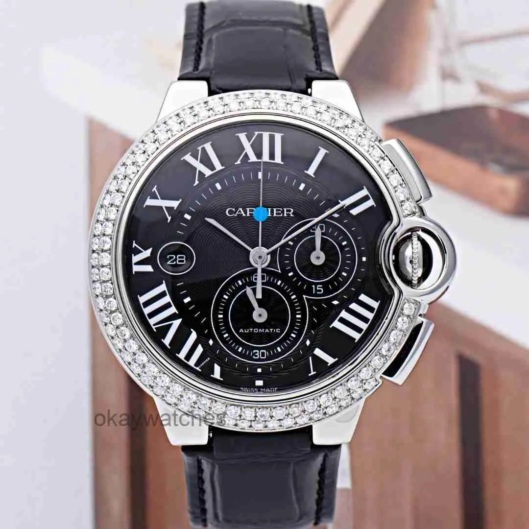 Cadrans unisexes montres de travail automatiques Carter Blue Balloon Diamond Set Mécanical Watch Mens W6920052