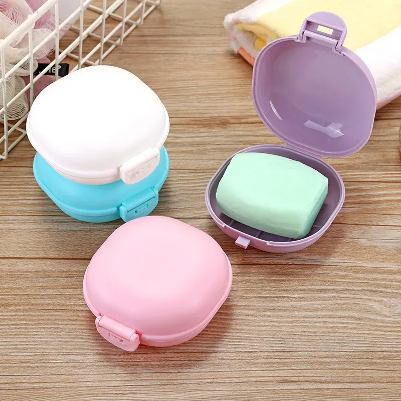 Set Portable Plastic Soap Box with Lid New Bathroom Soap Case Dish Plate Case Home Shower Travel Hiking Holder Container Wholesale