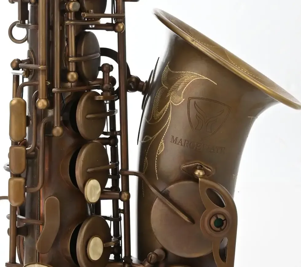 Saxophone margewate unique rétro alto saxophone nouveau cuivre antique cuivre eb tireur e instrument de musique plat sax