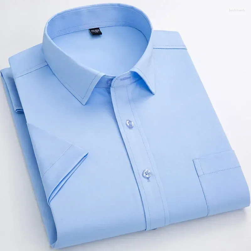 Men's Casual Shirts Men Short Sleeve Stretch Dress Shirt Summer Formal Social Business Work Blue White Black Smart Easy-care