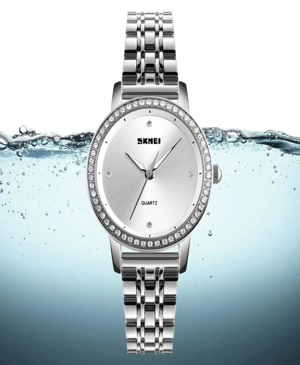 Wristwatches SKMEI Women Watches Casual Dress Girls Quartz Wrist Rhinestones Waterproof Rose Gold Silver Ladies Watch8577620